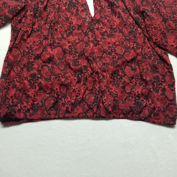 Lane Bryant 22 Top Blouse Balloon Sleeve Sheer Keyhole Whimsigoth Gothic Witchy - Picture 3 of 9